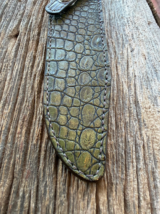 New Randall Model 14 Sheath in Exotic Army Green Crocodile from Treeman.