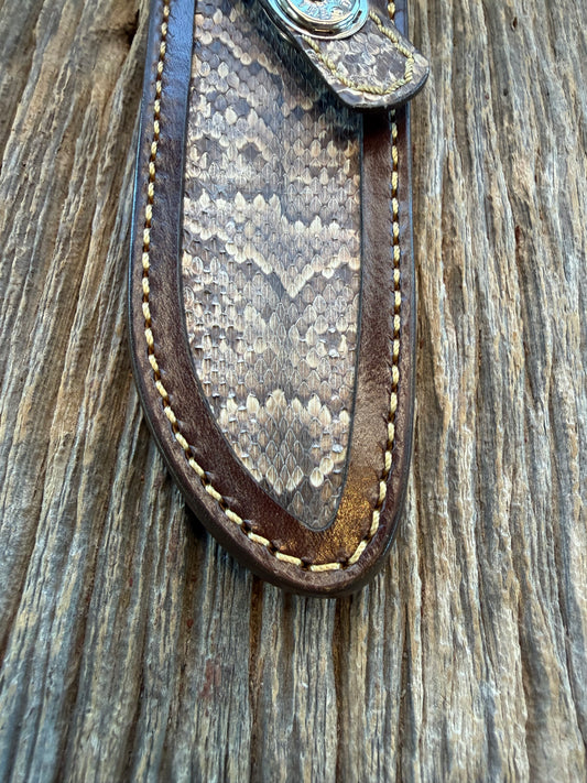 Randall Model 23 Sheath in Exotic and rare Southern Water Moccasin from Treeman Sheaths. Stunning colors and pattern.