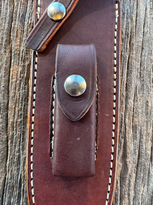 New Randall Sullivans by Gutcher Leather Knife Sheath for a Model Clinton Special with Sharpening Stone.