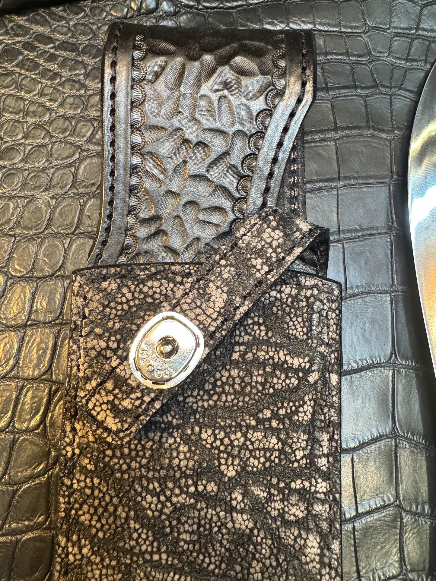 Randall Model 12-11 Large Sasquatch Sheath in Exotic Black Elephant Trunk by Treeman. (Sheath only)