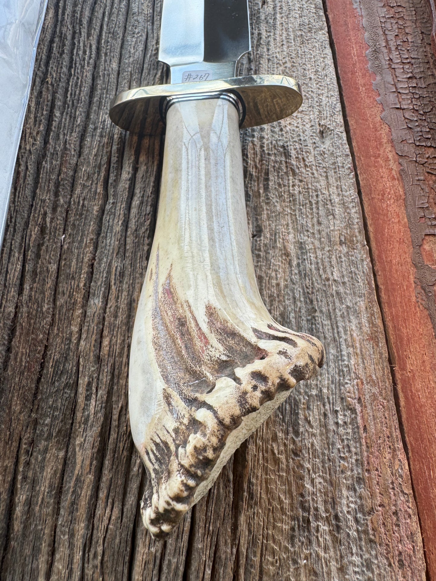 Randall Model Clinton Special in a gorgeous piece of Polished Crown Stag. Nickel Silver Hilt and a natural exposed end. Stainless,