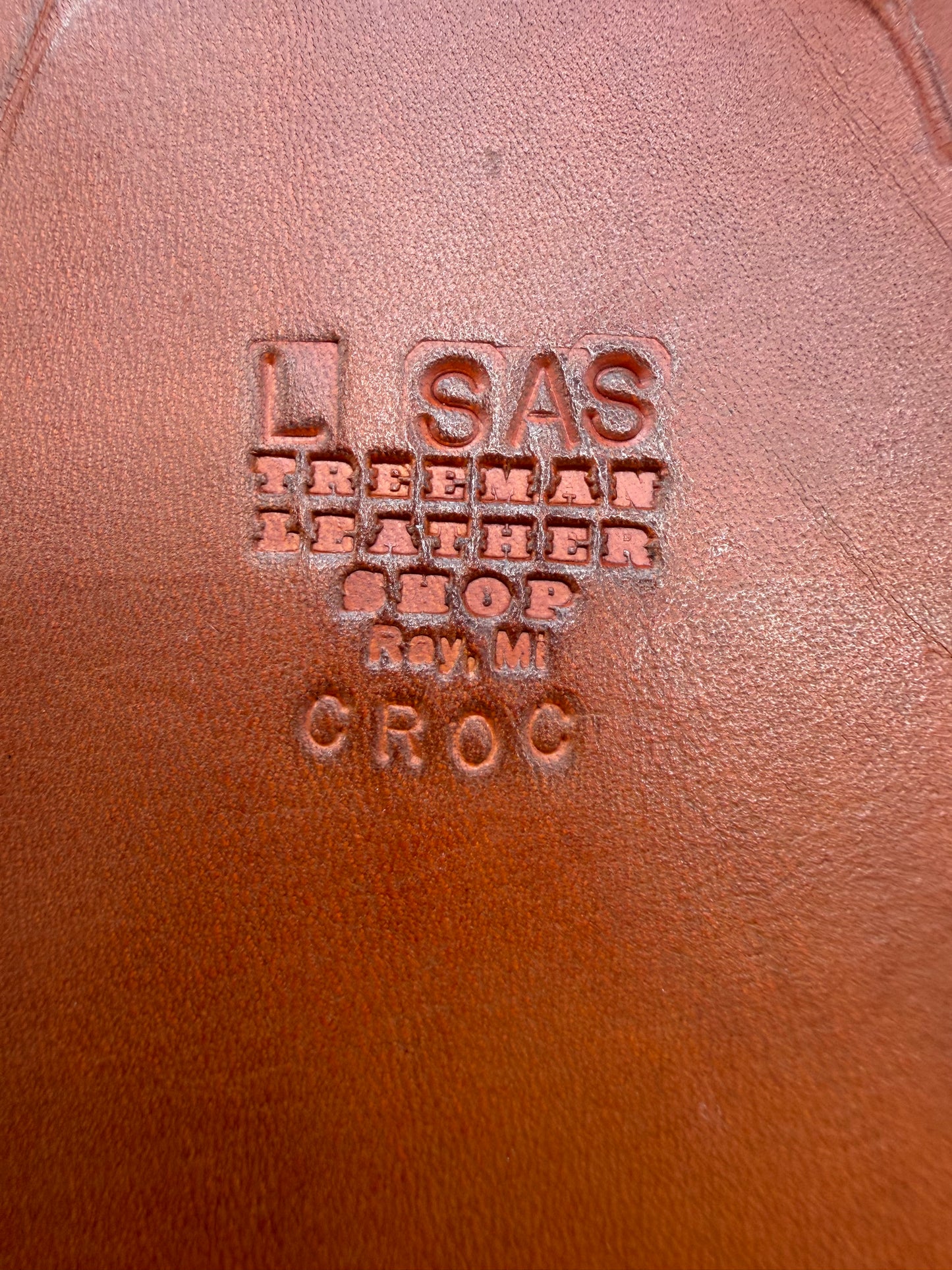 Randall Model 12-11 Large Sasquatch (Tail) Sheath in Exotic Tan Hornback Crocodile by Treeman.