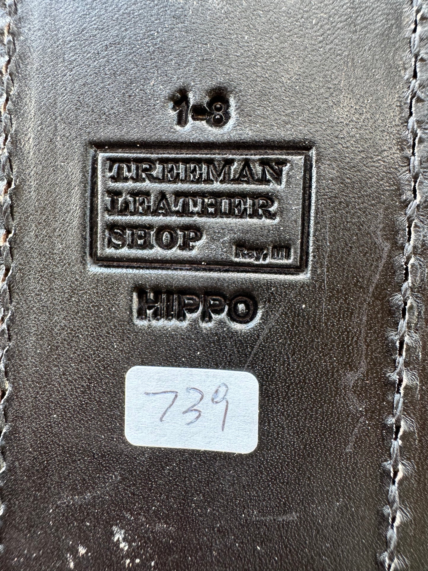 Randall Model 1-8 Sheath in Exotic Sueded Black Hippo by Treeman.