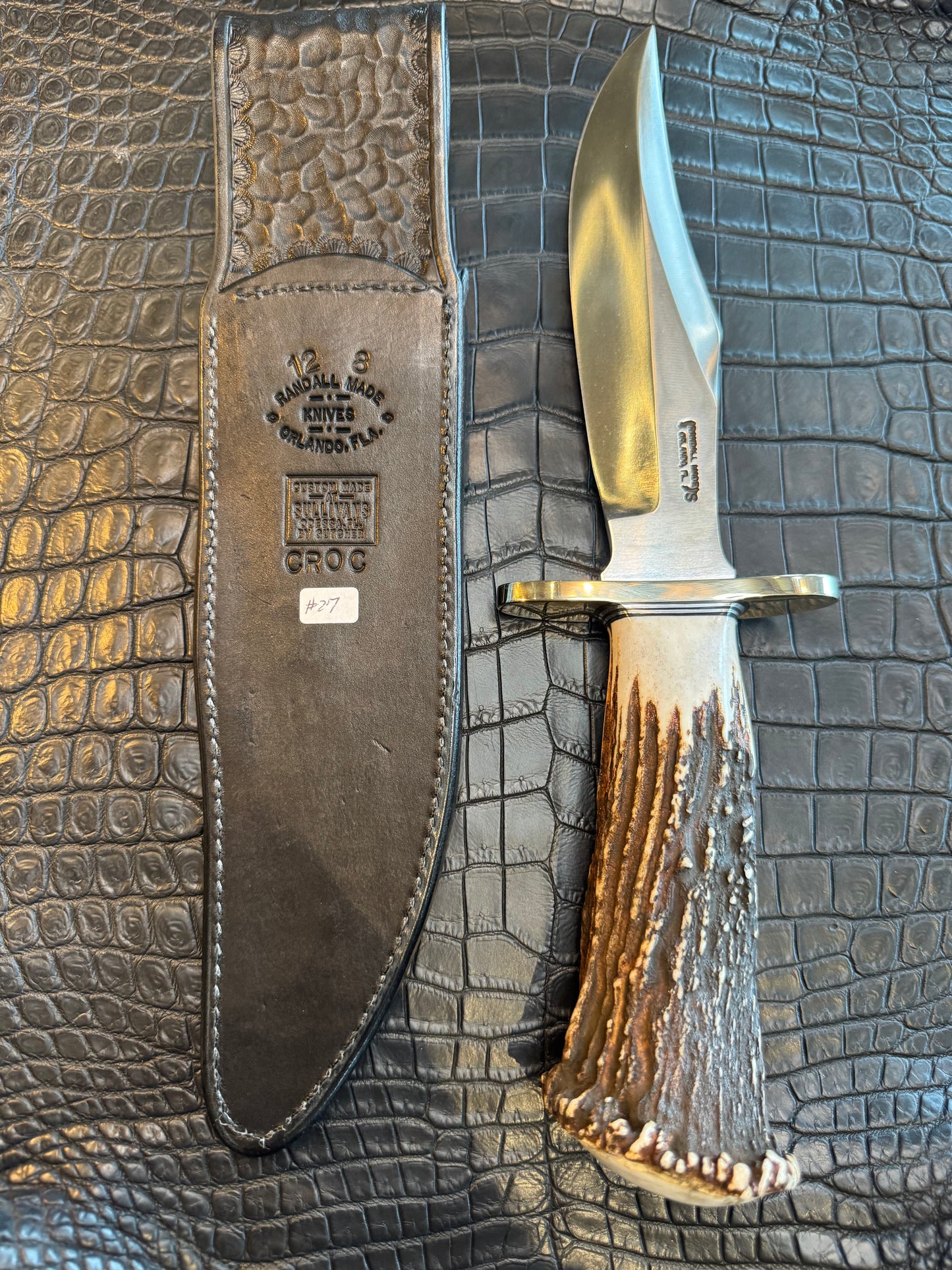 Randall Model 12-8 “Big Bear” Exotic Black Crocodile Sheath from Sullivans by Gutcher