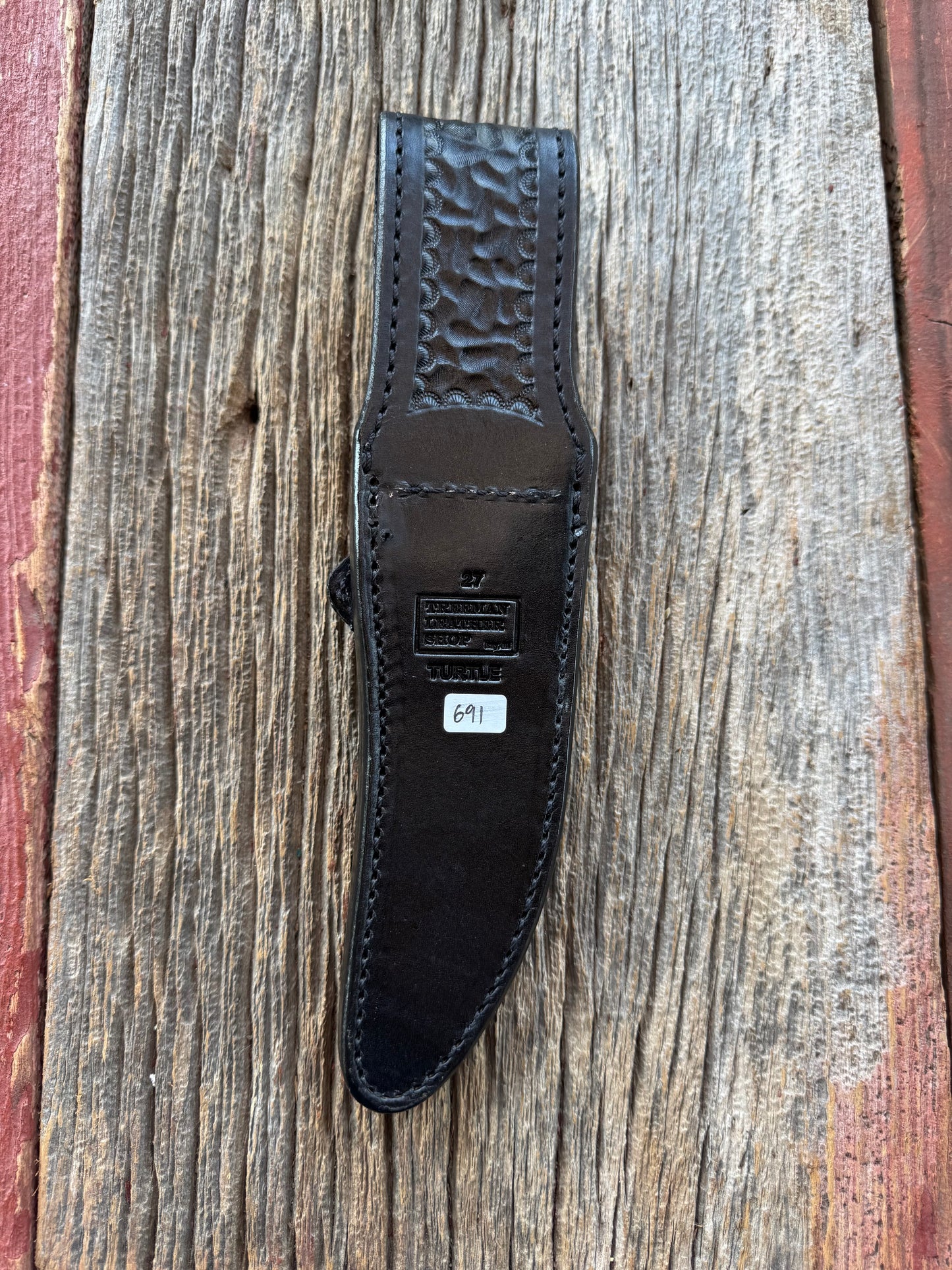 Randall Model 27 Sheath in Exotic Black Snapping Turtle from Treeman.