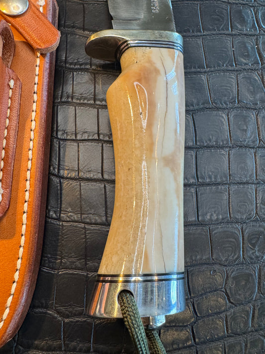 Randall Model RBS Bowles Dealer Special in a gorgeous piece of Creamy Fossil Walrus Ivory. Nickel Silver Hilt and butt cap. #118
