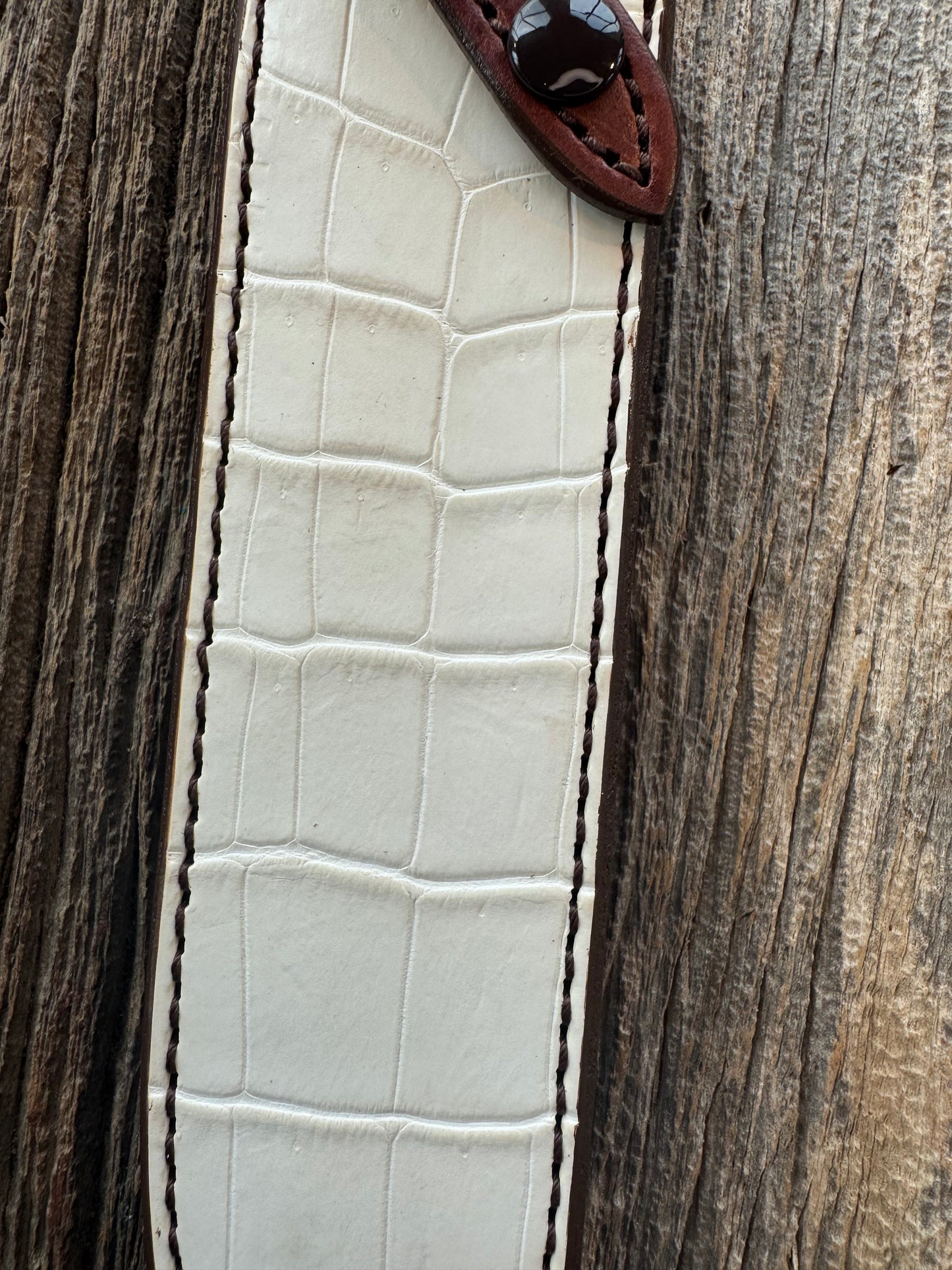 New Randall Model 1-8 or 2-8 Sheath in Exotic white Natural Croc with full leather belt loop. Custom Made at Sullivan’s by Gutcher.