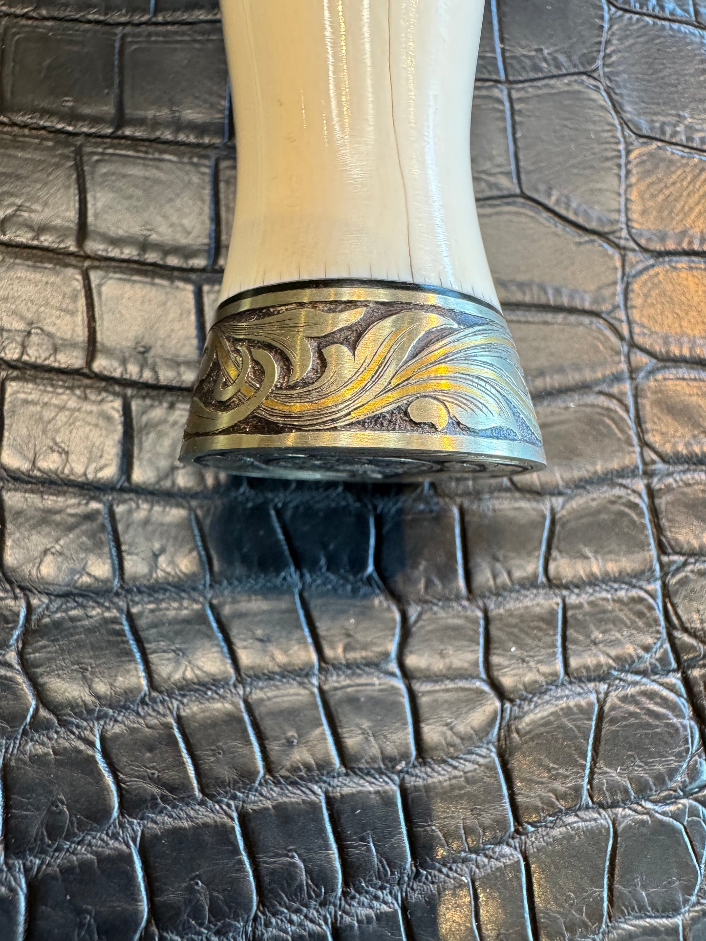 Randall Model 1-8 in Elephant Ivory, Gold and Silver Engraved, Nickel Silver Hilt and Butt cap.