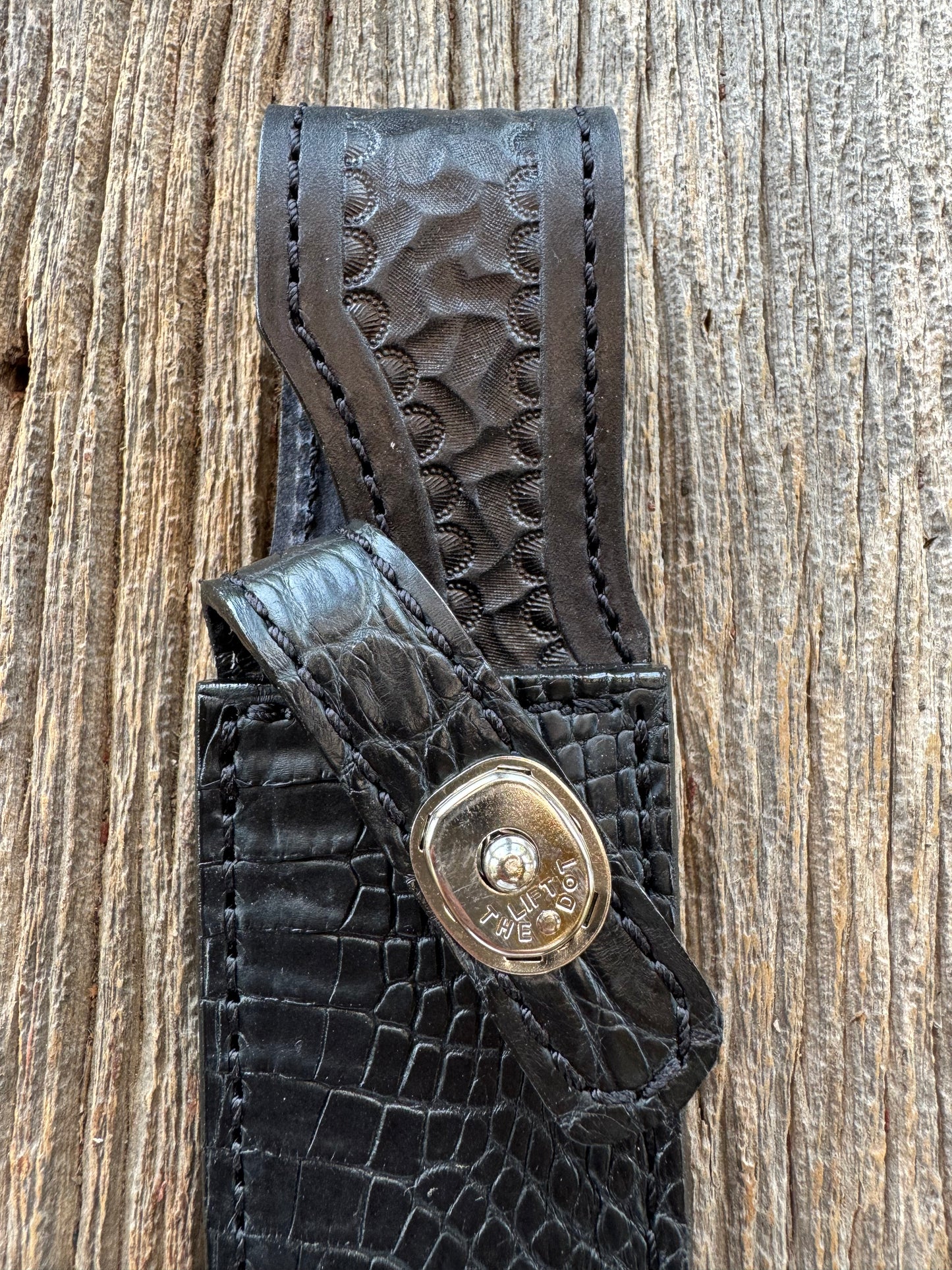 Randall Model 23 Sheath in Exotic Black Crocodile from Treeman.