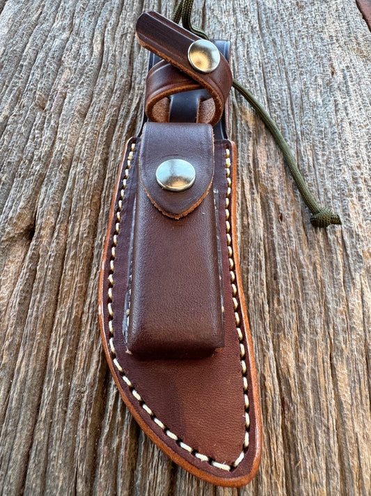 New Randall Sullivans by Gutcher Leather Knife Sheath for a Model 20 with Sharpening Stone.