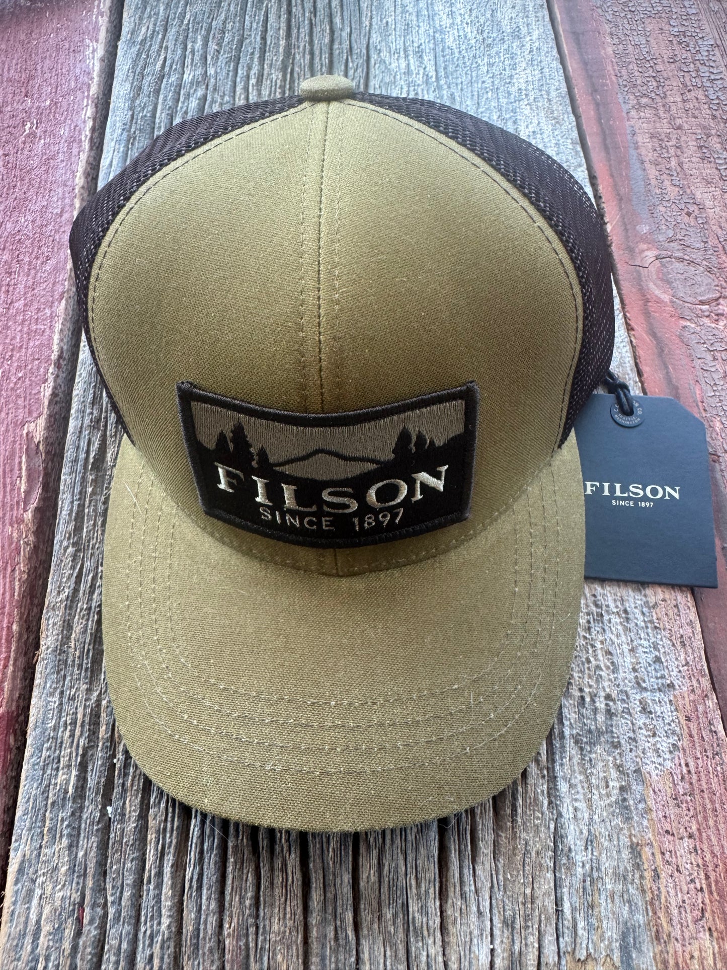 Filson Logger Mesh Cap Oil Finish Tin Dark Tan Hat New with Tags # 11070237