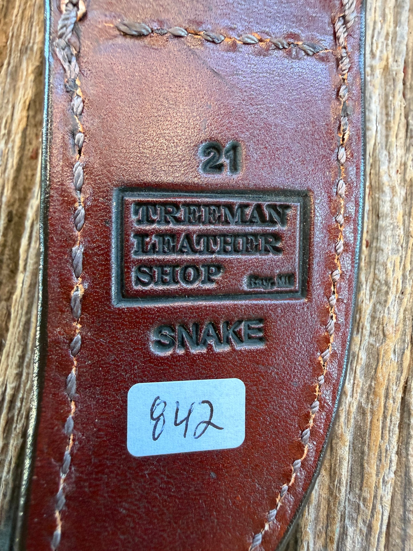 Randall Model 21 Sheath in Exotic Eastern Copperhead from Treeman Sheaths. Stunning colors and pattern.