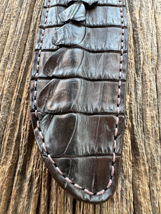 Randall Model 1-8 Sheath in Exotic Brown Hornback Crocodile tail from Treeman.