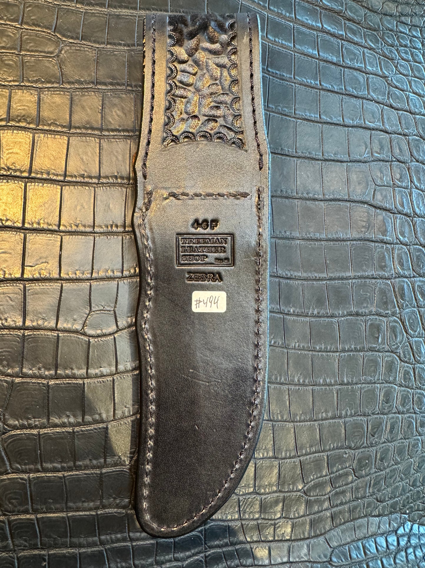 Randall Model 4-6F “Fighter” Exotic Sheath (Unique stripes) in Zebra by Treeman.
