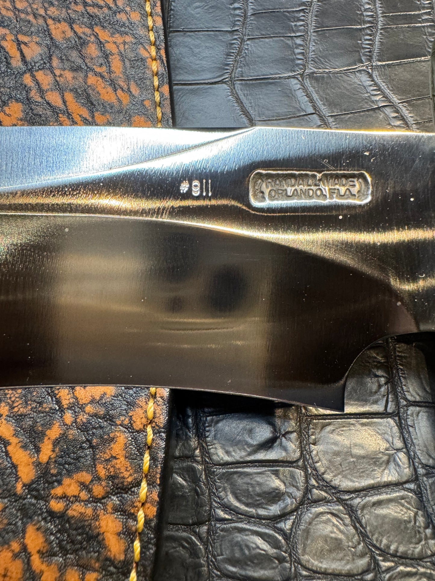 New Randall Knife Large Sasquatch with Killer Stag Purdue Engraved Nickel Silver Hilt + Buttcap