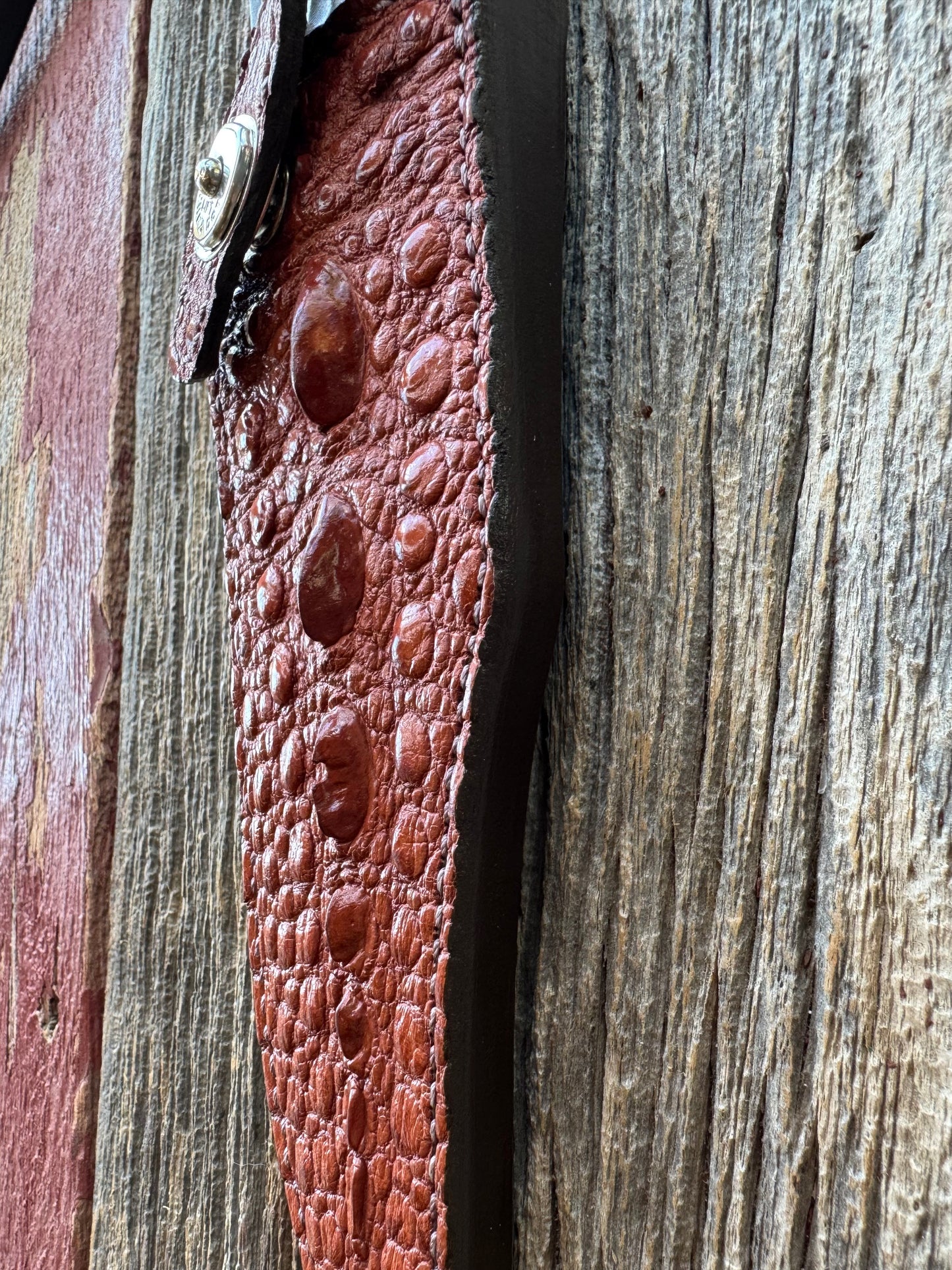 Randall Model 12-8 “Big Bear” Sheath in Exotic Rust Snapping Turtle by Treeman. Spiked Dragon tail portion of the turtle.
