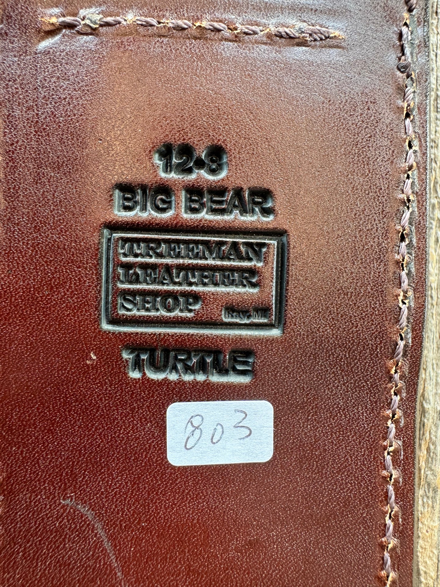 Randall Model 12-8 “Big Bear” Sheath in Exotic Green Snapping Turtle by Treeman. Spiked Dragon tail portion of the turtle.