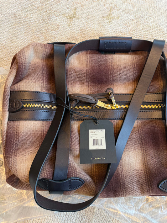Rare Filson Mackinaw Wool Duffle Medium Brown Tan Ombre Wool and Leather NWT Made in USA - 20286180