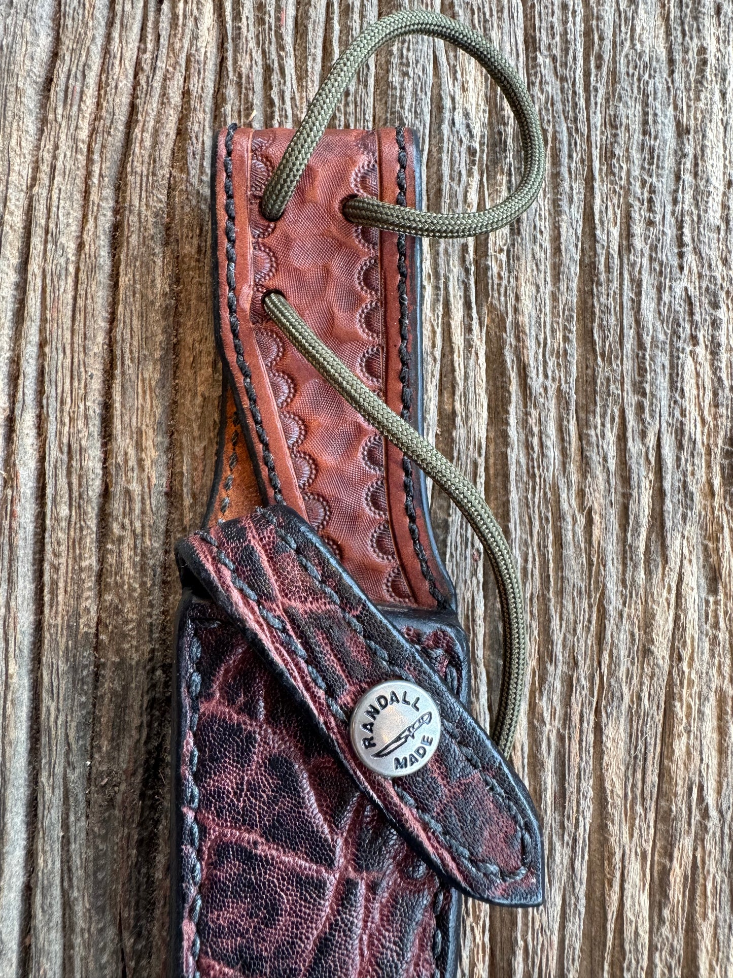 Rare Randall Model 2-4 sheath in Exotic Elephant from Sullivans by Gutcher.