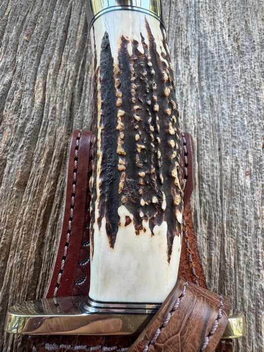 Randall Model 12-9/14 Grind Bowie with a Huge piece of Popcorn Stag. Nickel Silver Hilt and Butt cap.