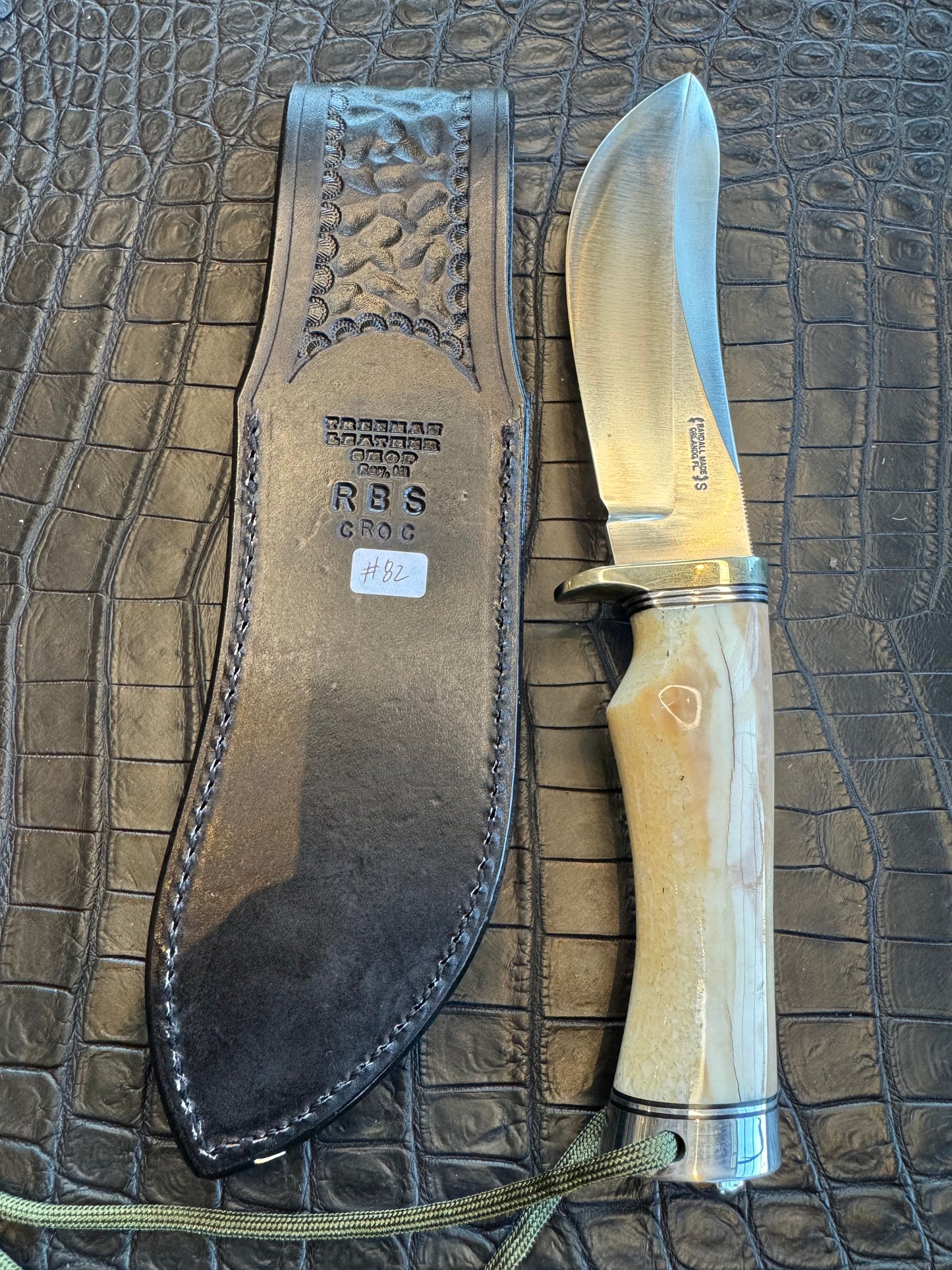 Randall Model RBS Rick Bowles Skinner Sheath in Exotic Black Crocodile Skin from Treeman. Sheath only