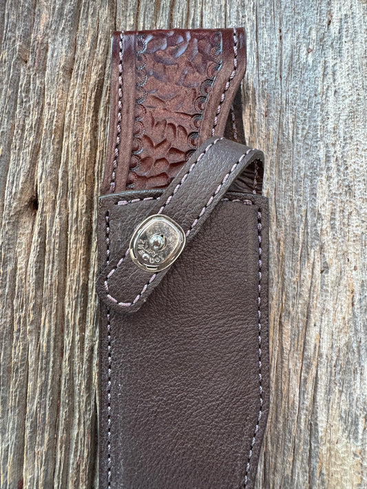 Randall Model 12-8 Big Bear Sheath in Exotic Cape Buffalo in Dark Brown Leather from Treeman.