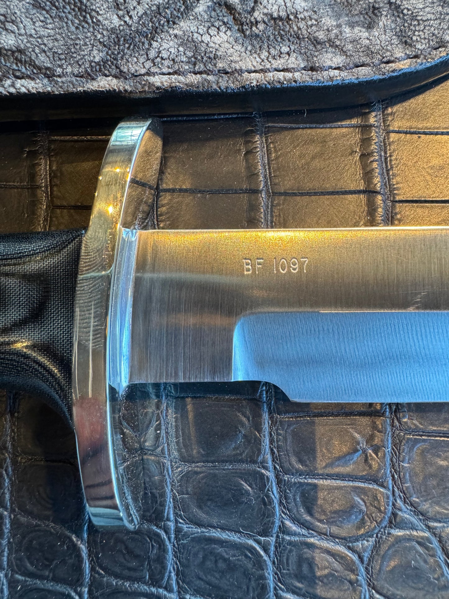 Very nice Randall Knife Buxton Fighter Black Micarta BF # 1097 Stainless Blade plus Elephant Treeman