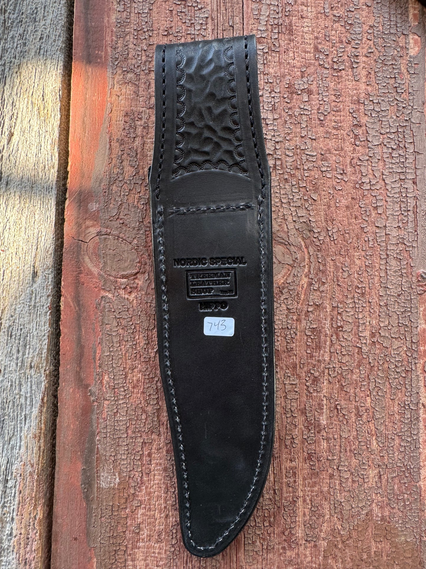 Randall Model Nordic Special Sheath in Exotic Sueded Black Hippo by Treeman.