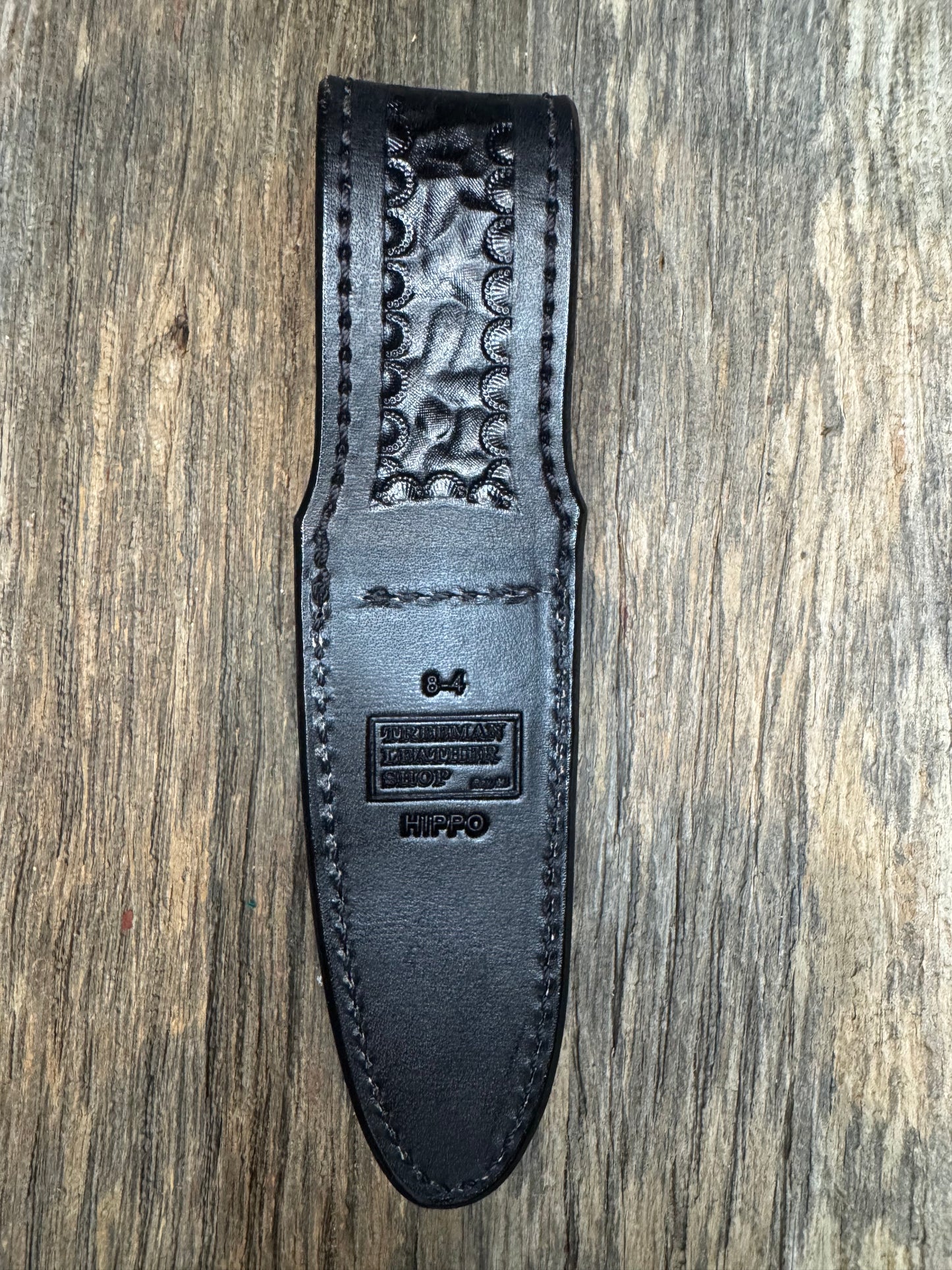 Randall Model 8-4 Sheath in Exotic Black Hippo from Treeman.