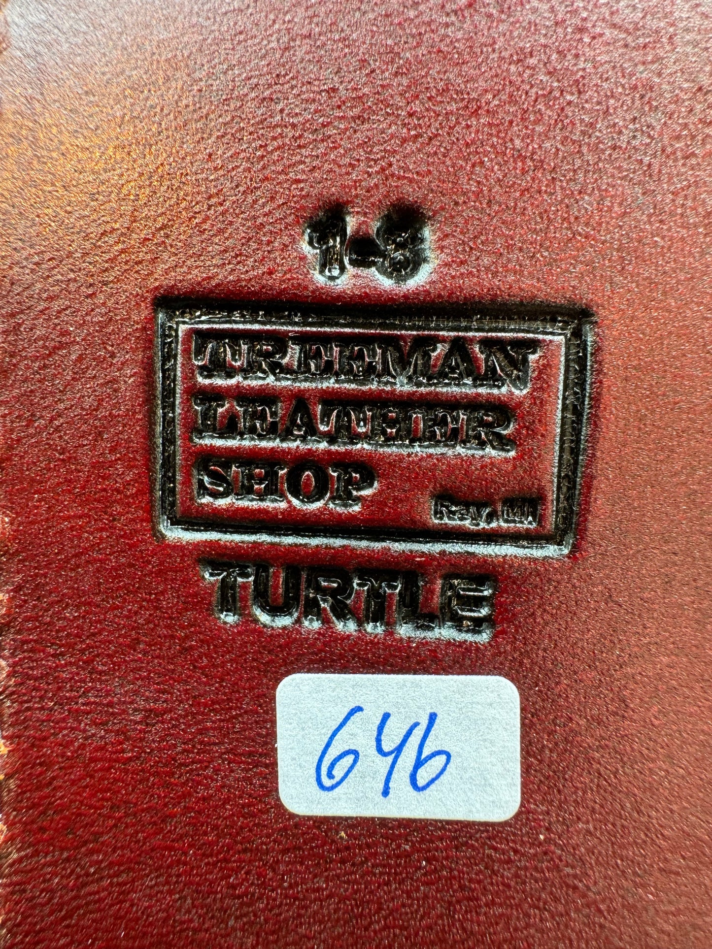 Randall Model 1-8 Sheath in Exotic Brown Snapping Turtle by Treeman. Hind quarter portion of the turtle.