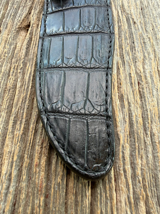 New Randall Model Nordic Special Sheath in Exotic Black Matte Crocodile from Treeman with the newest Black Canteen snap. Killer sheath.