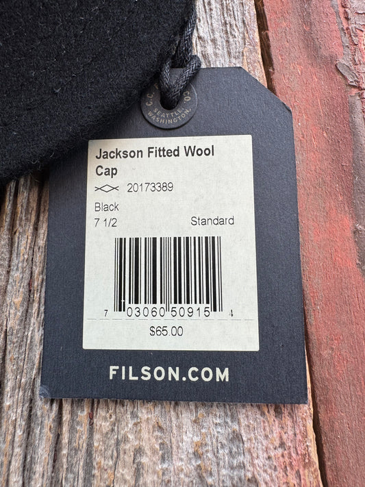 NWT Filson Jackson Fitted Cap Black with Yellow F Size 7 1/2 USA 20173389
