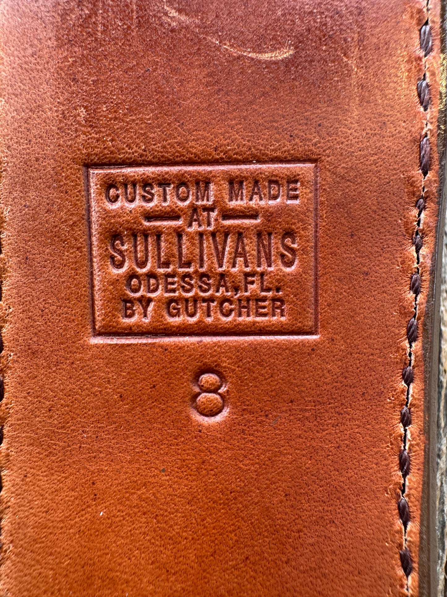 New Randall Model 1-8 or 2-8 Sheath in Exotic white Natural Croc with full leather belt loop. Custom Made at Sullivan’s by Gutcher.