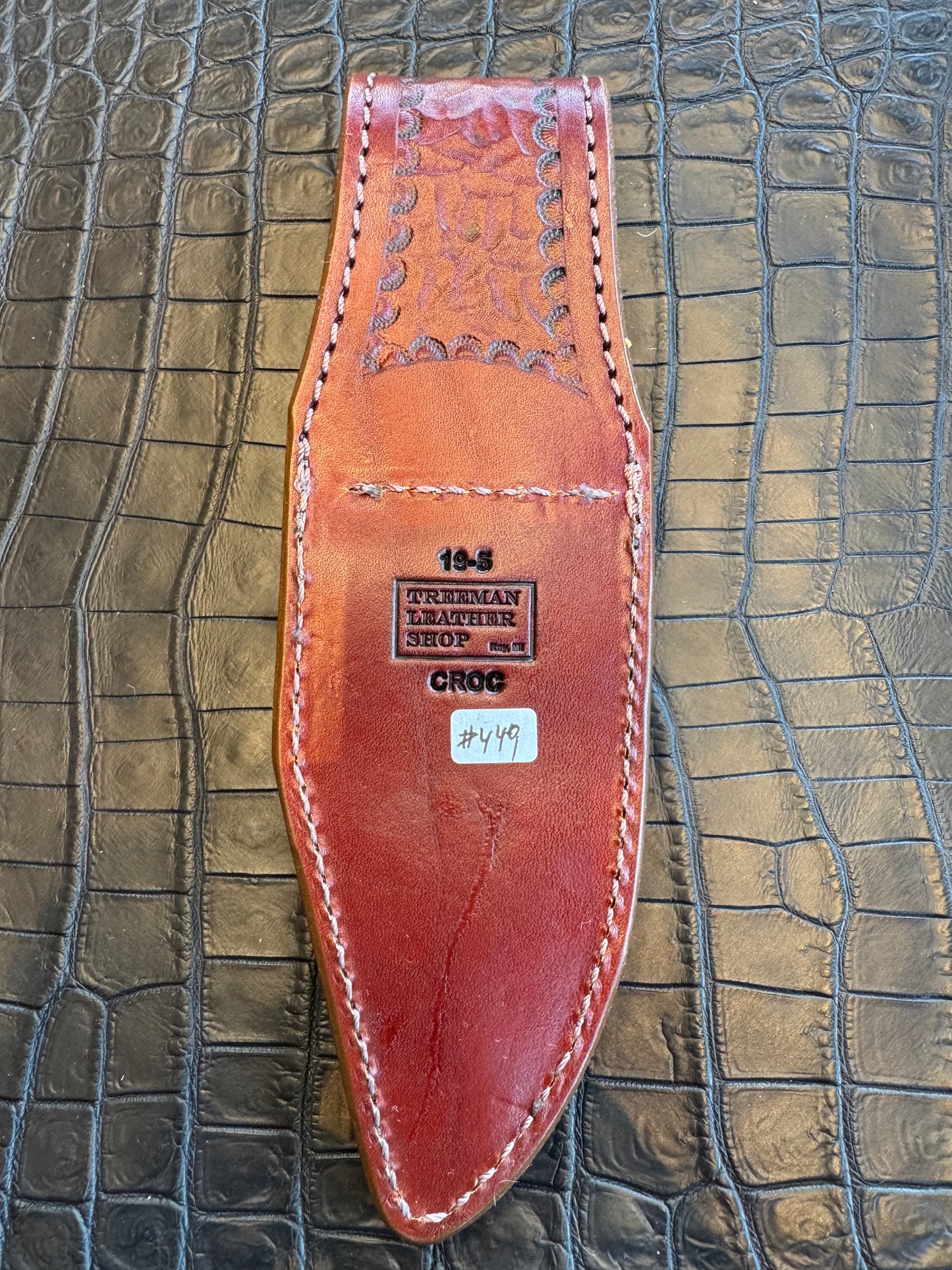 Randall Model 19-5 Exotic Brown Hornback Crocodile Sheath from Treeman.