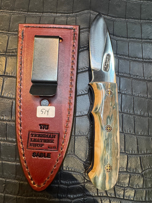 Randall Model Tri Athlete Sheath with Scales Added in Exotic African Sable ( only made one) by Treeman. (Sheath only)