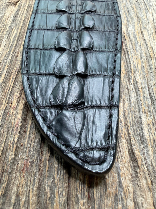 Randall Model 12-9 Sheath in Exotic Black Crocodile tail by Treeman. FCH and a silver canteen snap…