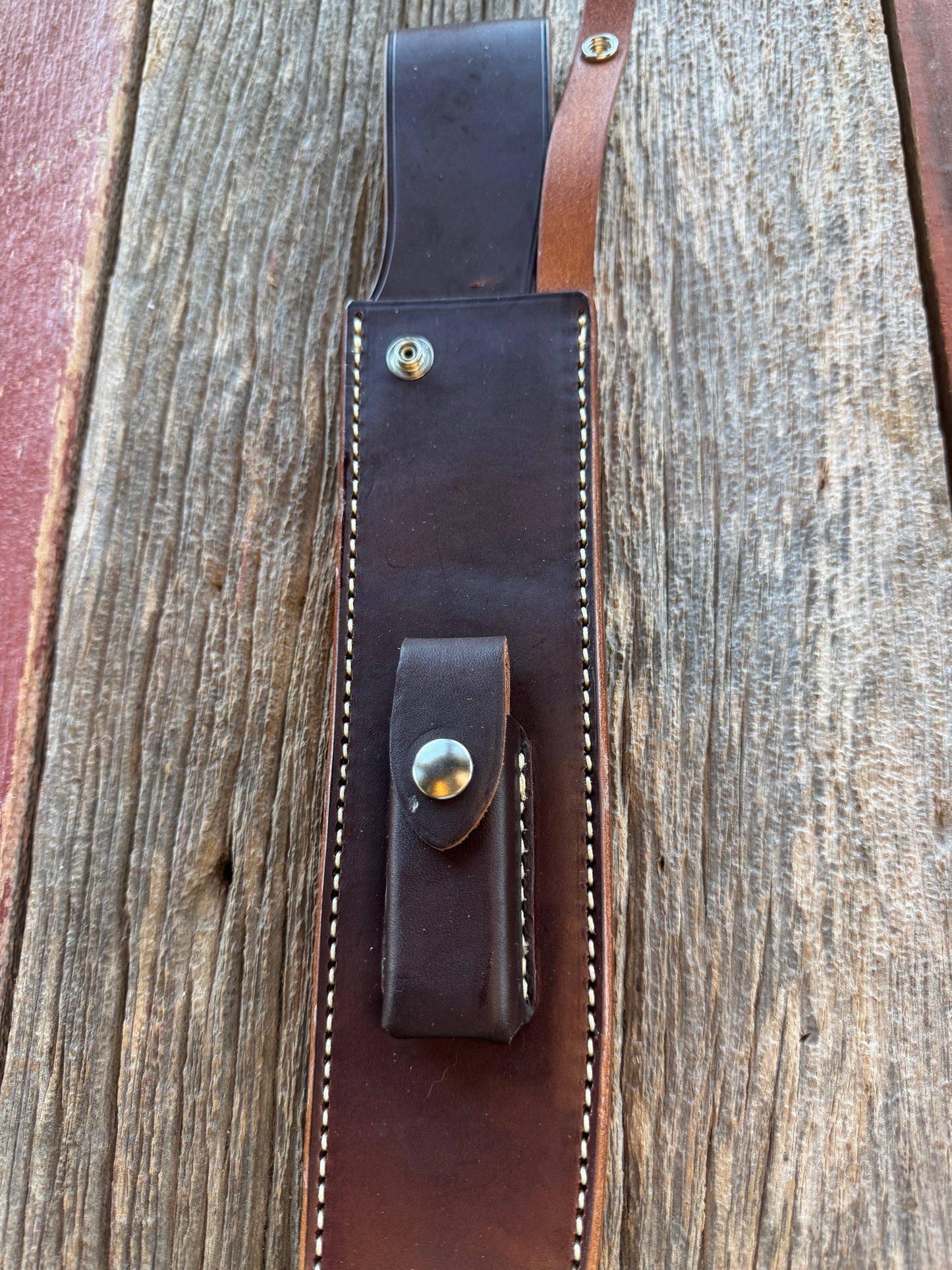 New Randall Sullivans by Gutcher Leather Knife Sheath for a Model 12-13 Thorp with Sharpening Stone.