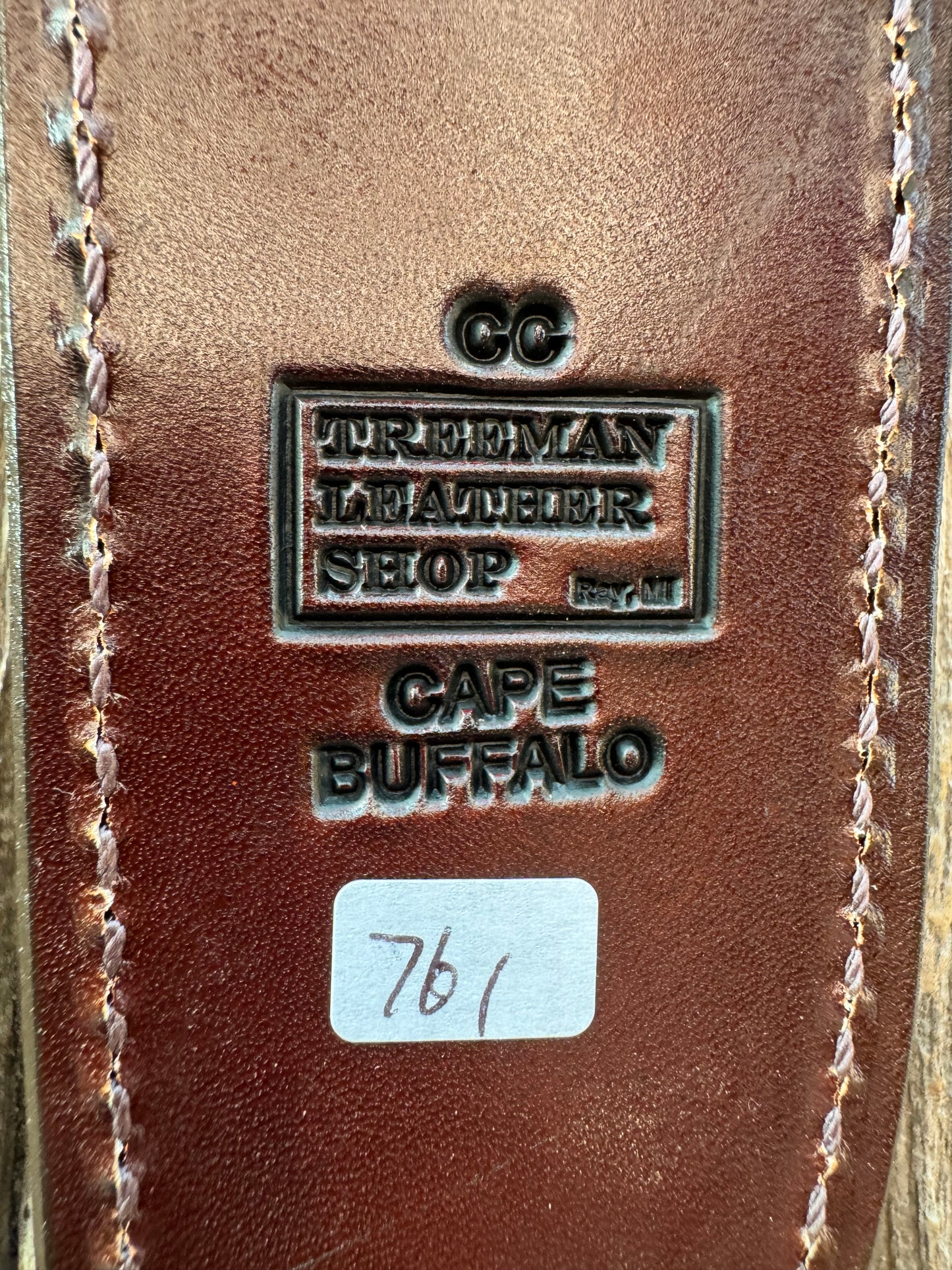 Randall Combat Companion Sheath in Exotic Cape Buffalo in Dark Brown Leather from Treeman.