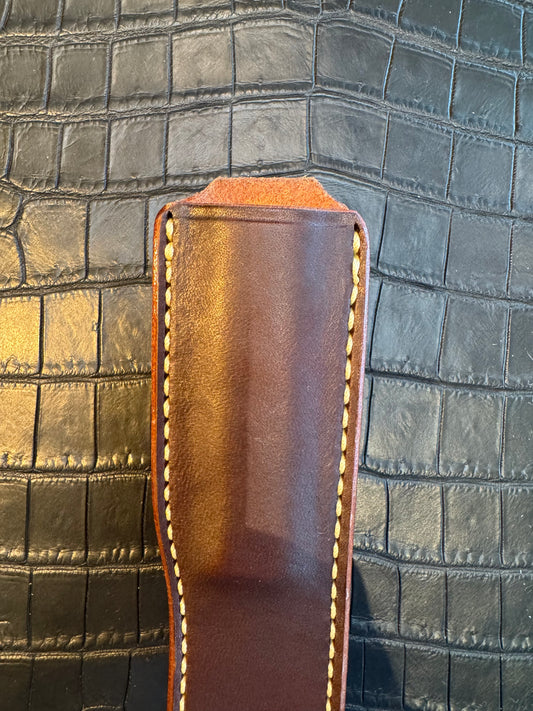 New Unused Randall Model 10-5 Sheath in Tan Leather made at Sullivans by Gutcher in Tampa Florida. Official sheath maker for Randall Knives.