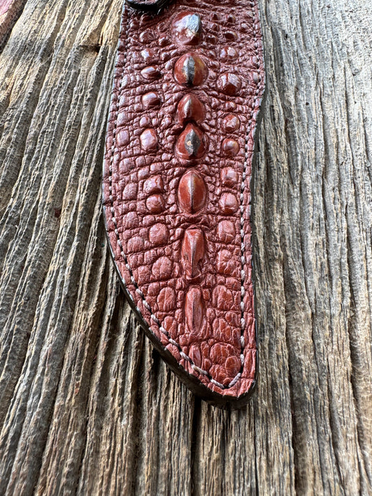 Randall Model 12-8 “Big Bear” Sheath in Exotic Rust Snapping Turtle by Treeman. Spiked Dragon tail portion of the turtle.