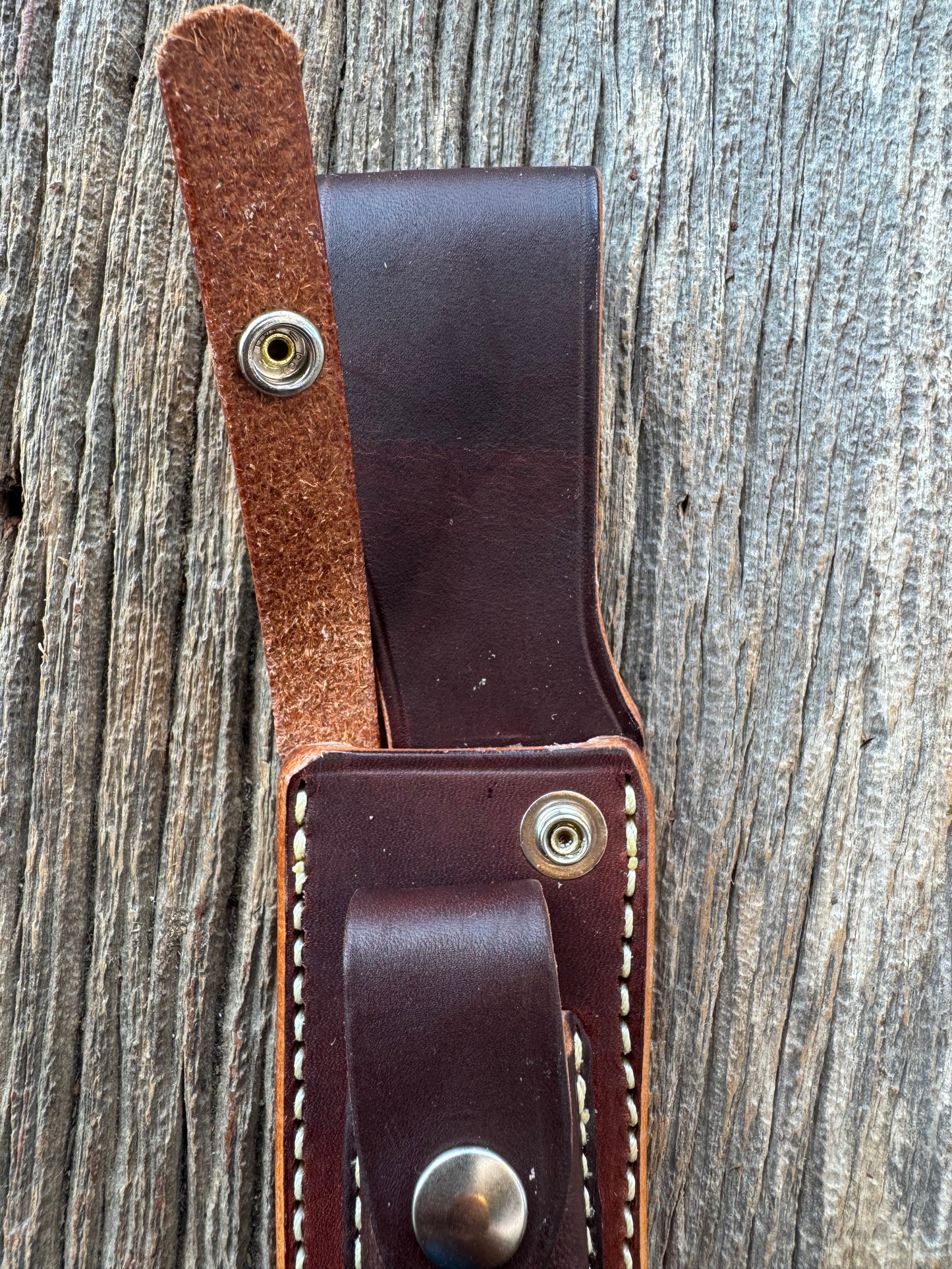 New Randall Sullivans by Gutcher Leather Knife Sheath Model 22 with sharpening stone.