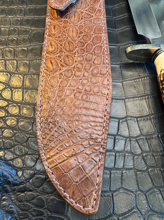 Randall Model 12-9/14 Grind Sheath in Exotic Brown Crocodile by Treeman. (Sheath only)