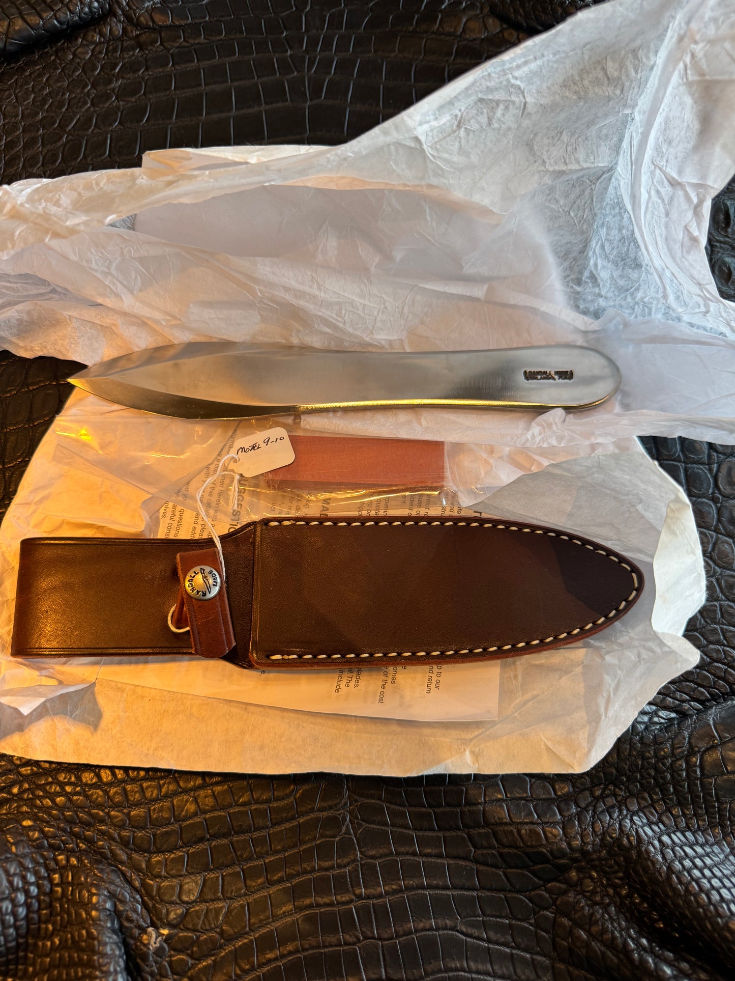 New in Paper Randall Knives Model 9-10 Pro Thrower with Original Leather Sheath