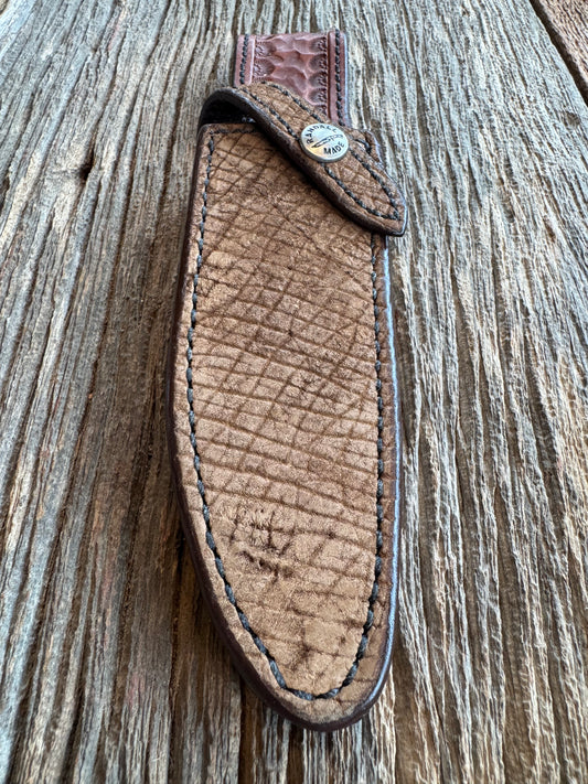Rare Randall 5 inch Sheath in Exotic Hippo from Sullivans by Gutcher.