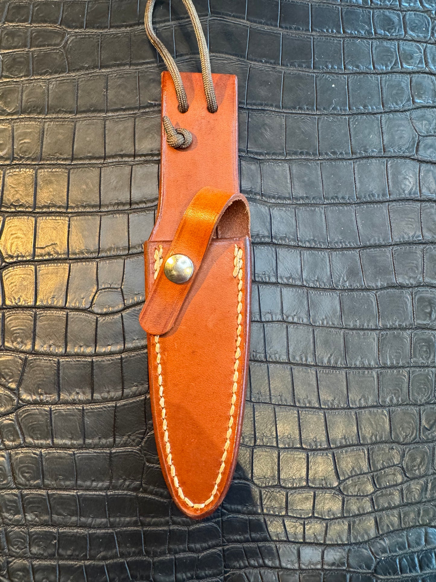 Randall Model 2-4 Sheath in Tan Leather made by Johnson Sheaths in the 90’s for Randall Knives.