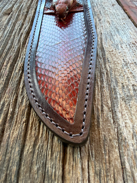 New Randall Model 12-9 Bowie Sheath in Exotic Cobra with actual head by Treeman. Black and Browns … one of only a few 12-9’s I have.