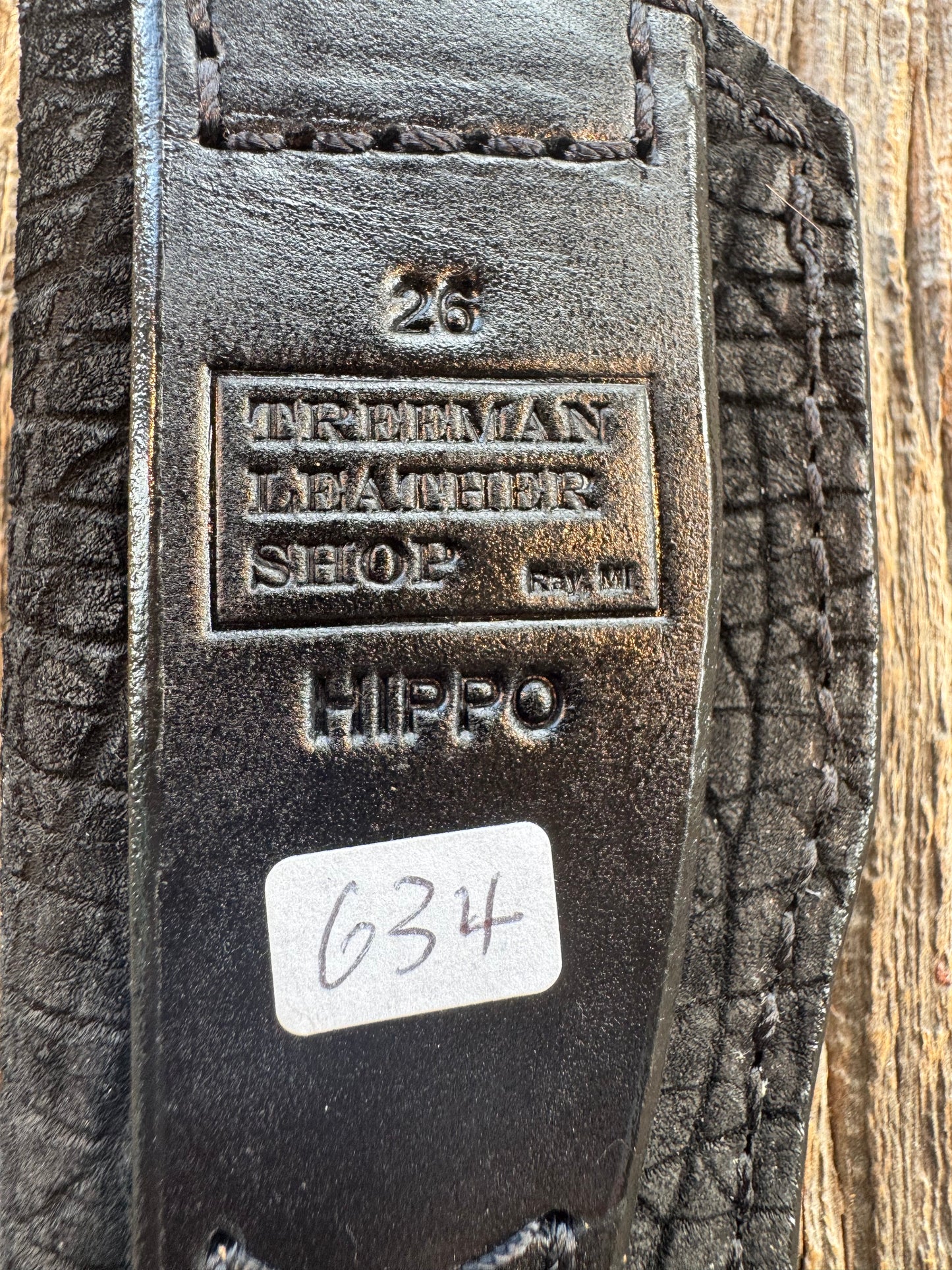 Randall Model 26 Sheath in Exotic Black Hippo Throat style from Treeman.