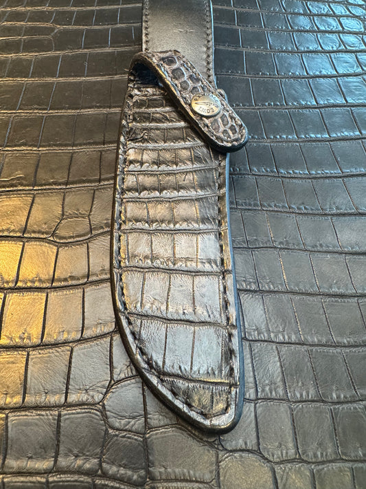 Randall Model 3-5 Sheath in Exotic Black Crocodile Custom Made at Sullivan’s by Gutcher.