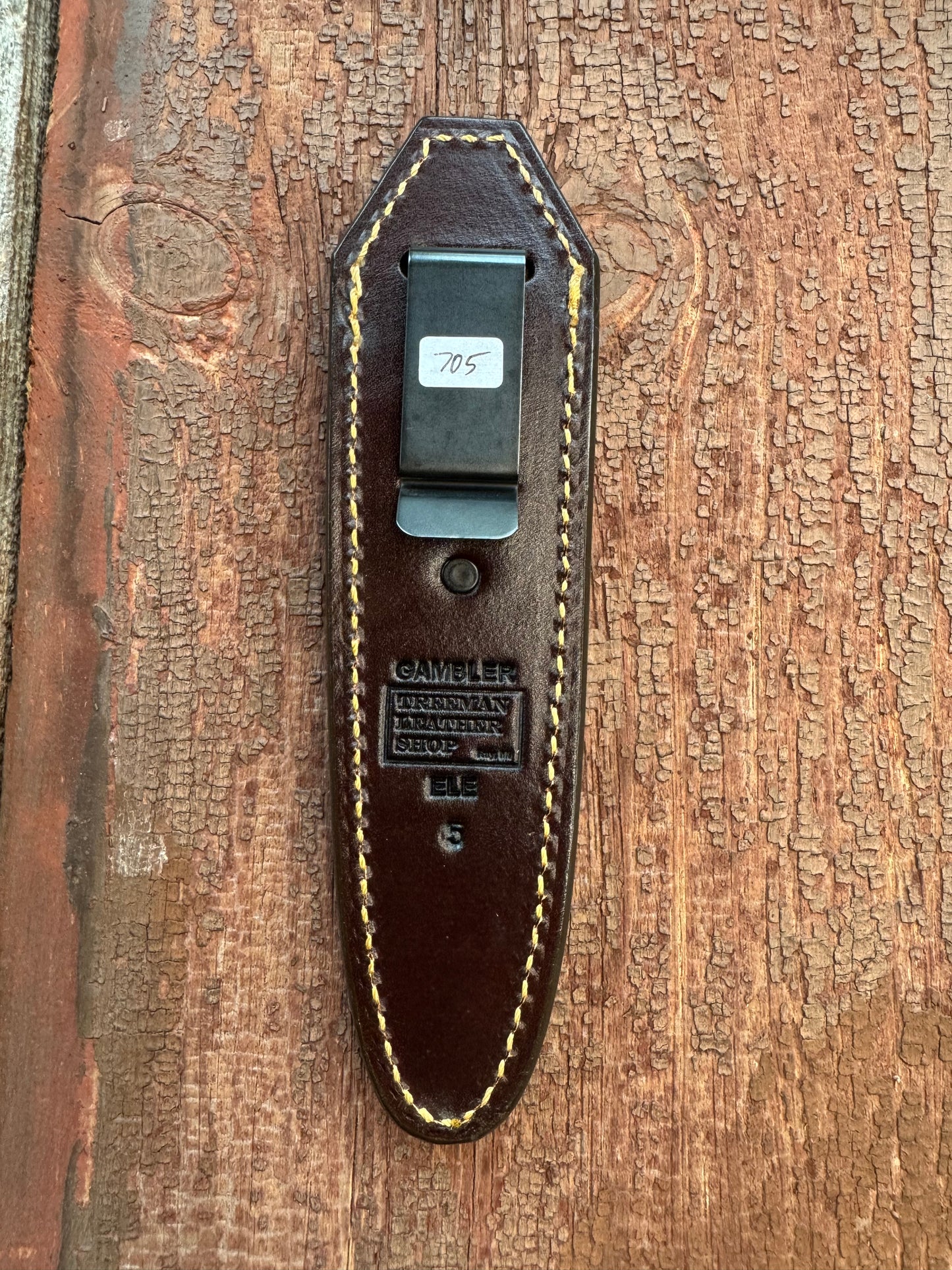 Randall Model “Gambler” 5 Inch Sheath in Exotic Elephant by Treeman. (Sheath only)