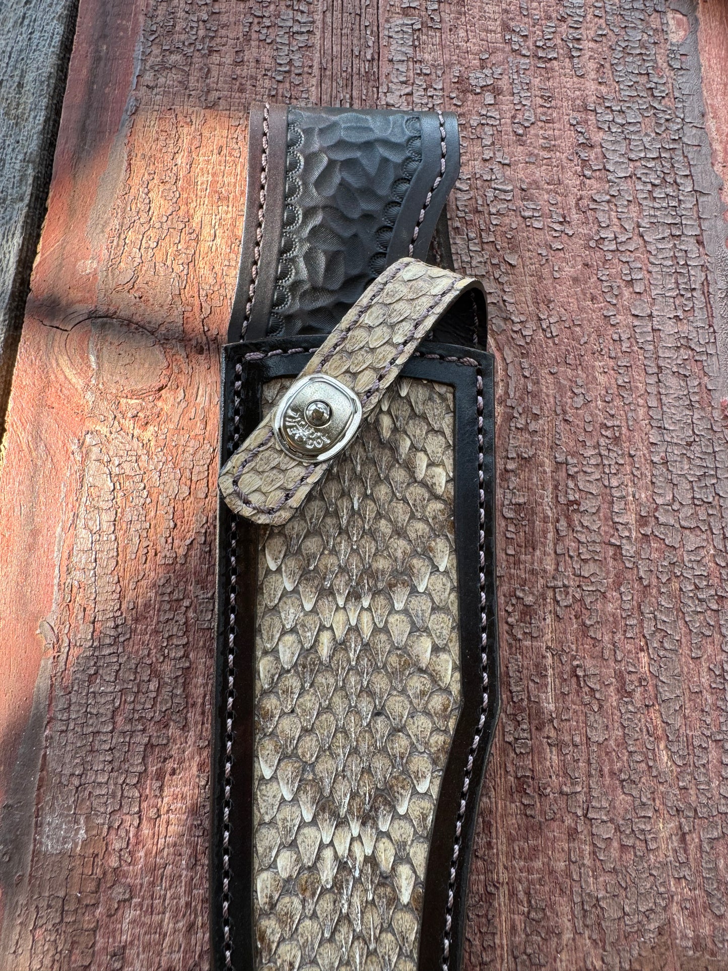 Randall Model 12-8 “Big Bear” Sheath in Exotic Rattlesnake by Treeman.